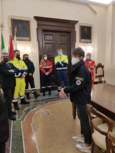 La protezione civile con sindaco e assessore